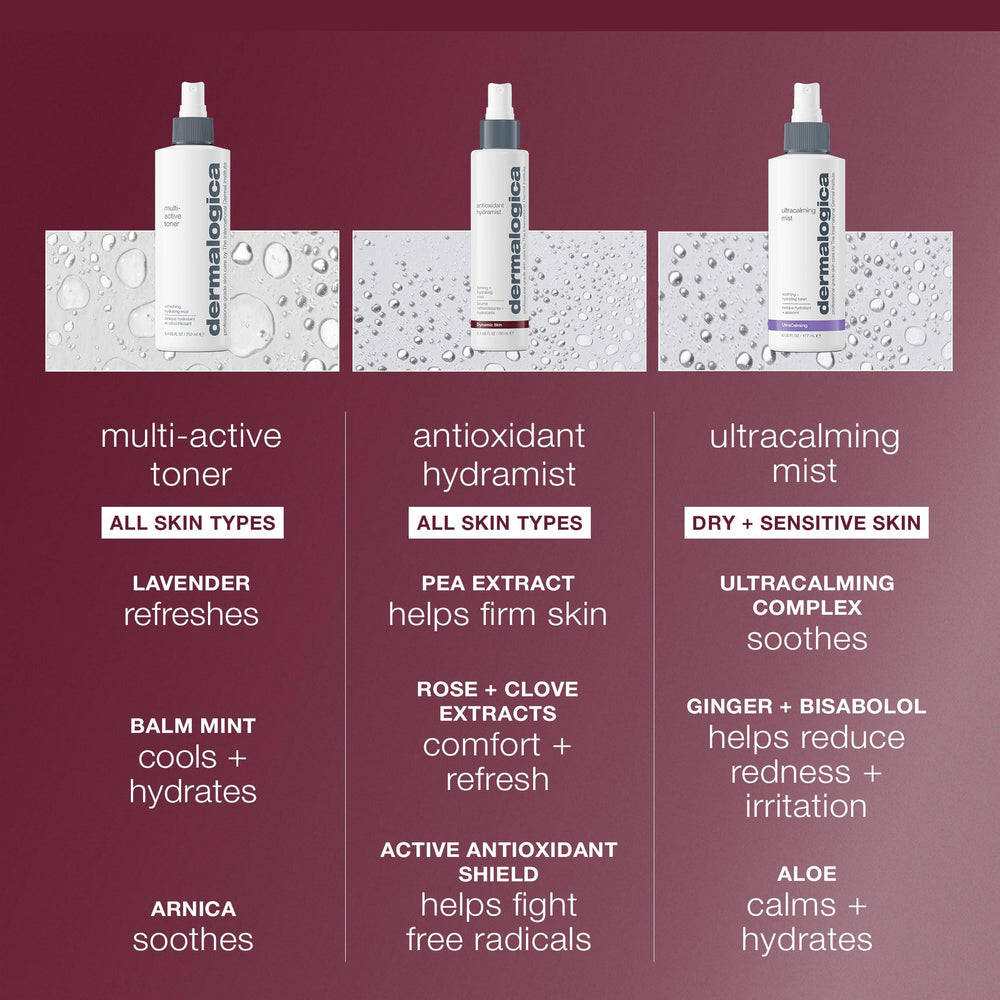 Dermalogica Antioxidant Hydramist Toner featuring rose extract for soothing, refreshing hydration.