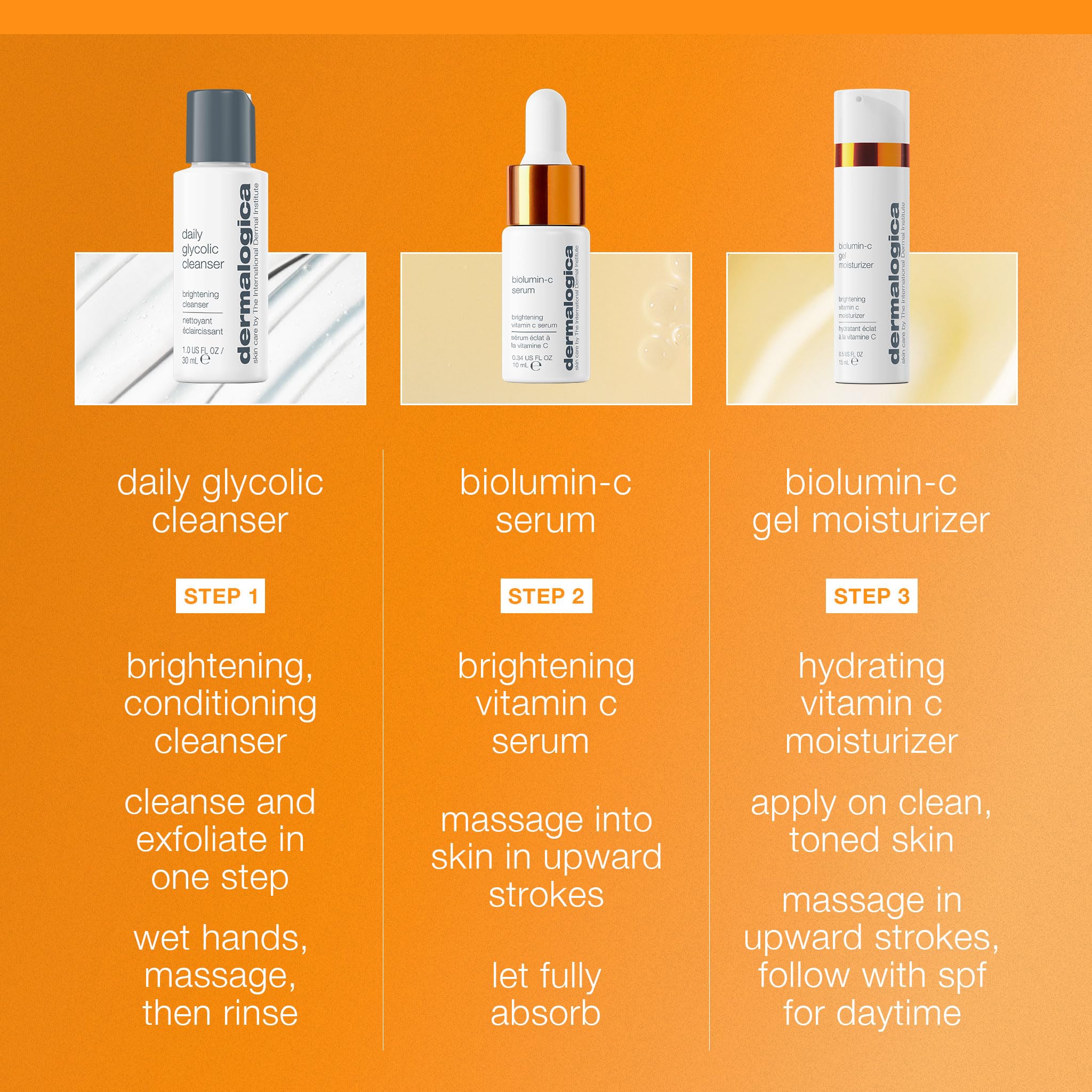 Dermalogica BioLumin-C Serum bottle highlighting brightening and antioxidant protection.