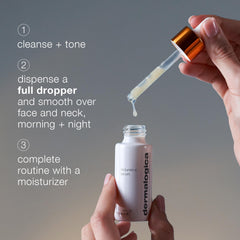 Dermalogica Biolumin-C Serum peptide focus supports firm-feel skin.