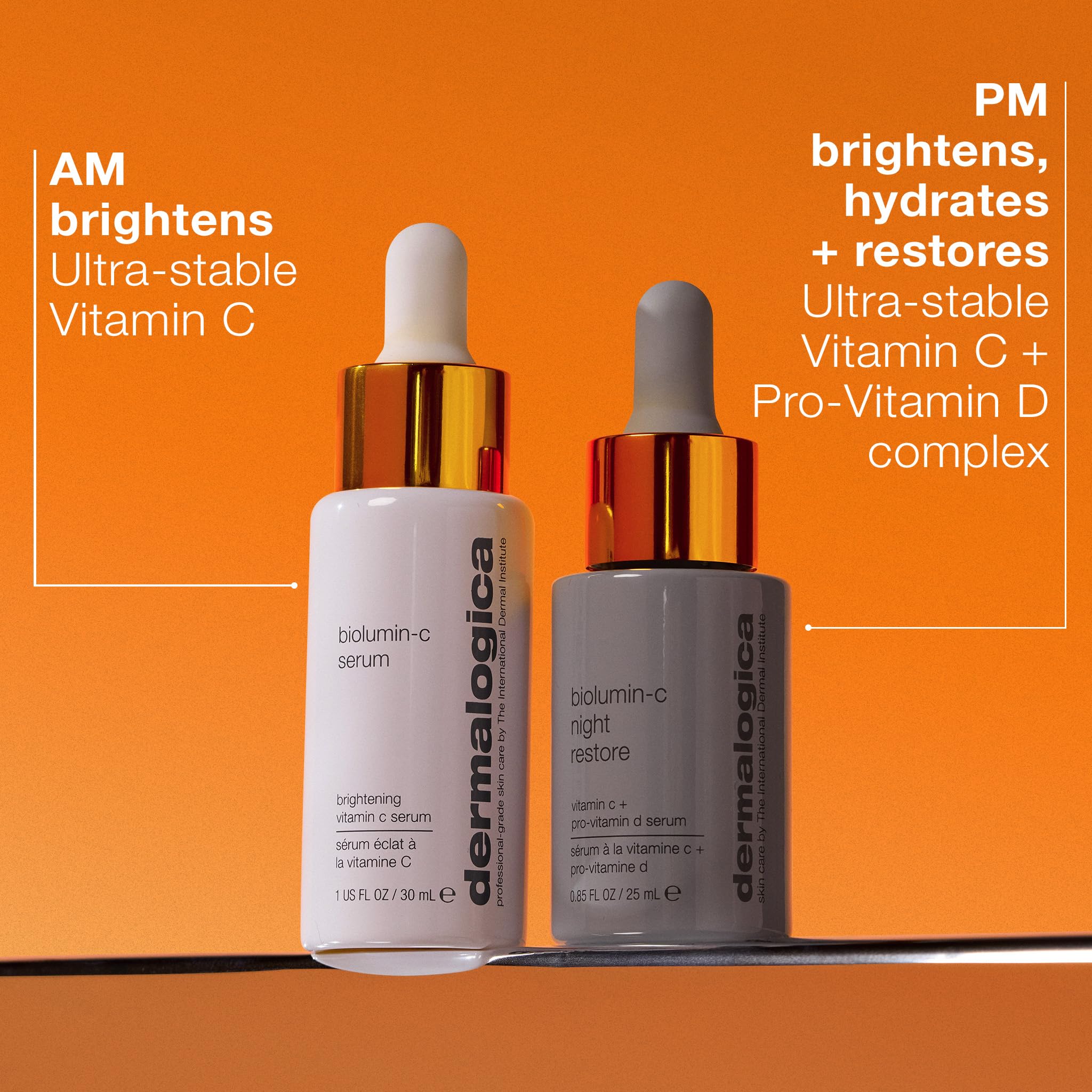 Dermalogica Biolumin-C Serum swatch shows brightening and even tone.