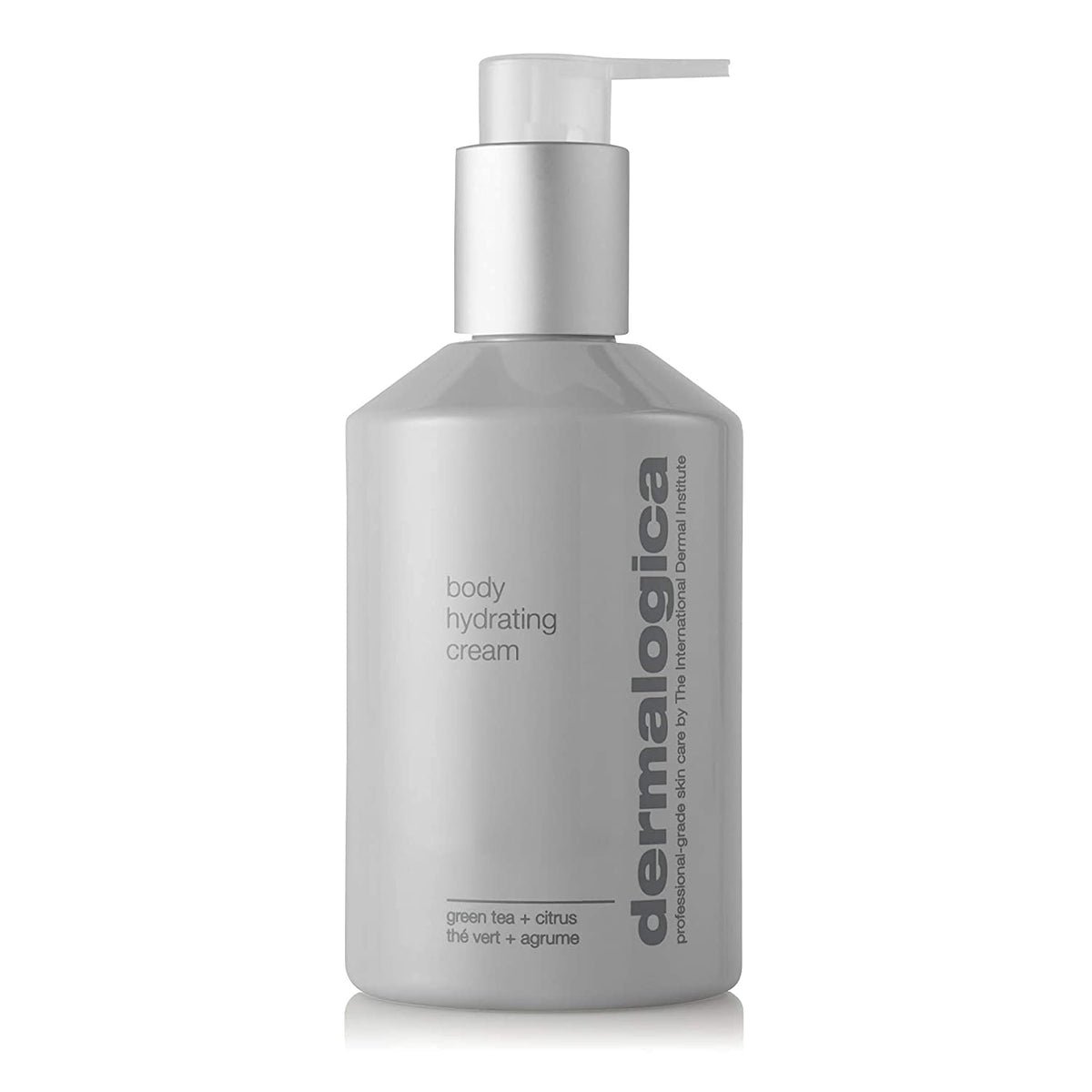 Dermalogica Body Hydrating Cream label closeup highlights nourishing formula for dry skin.