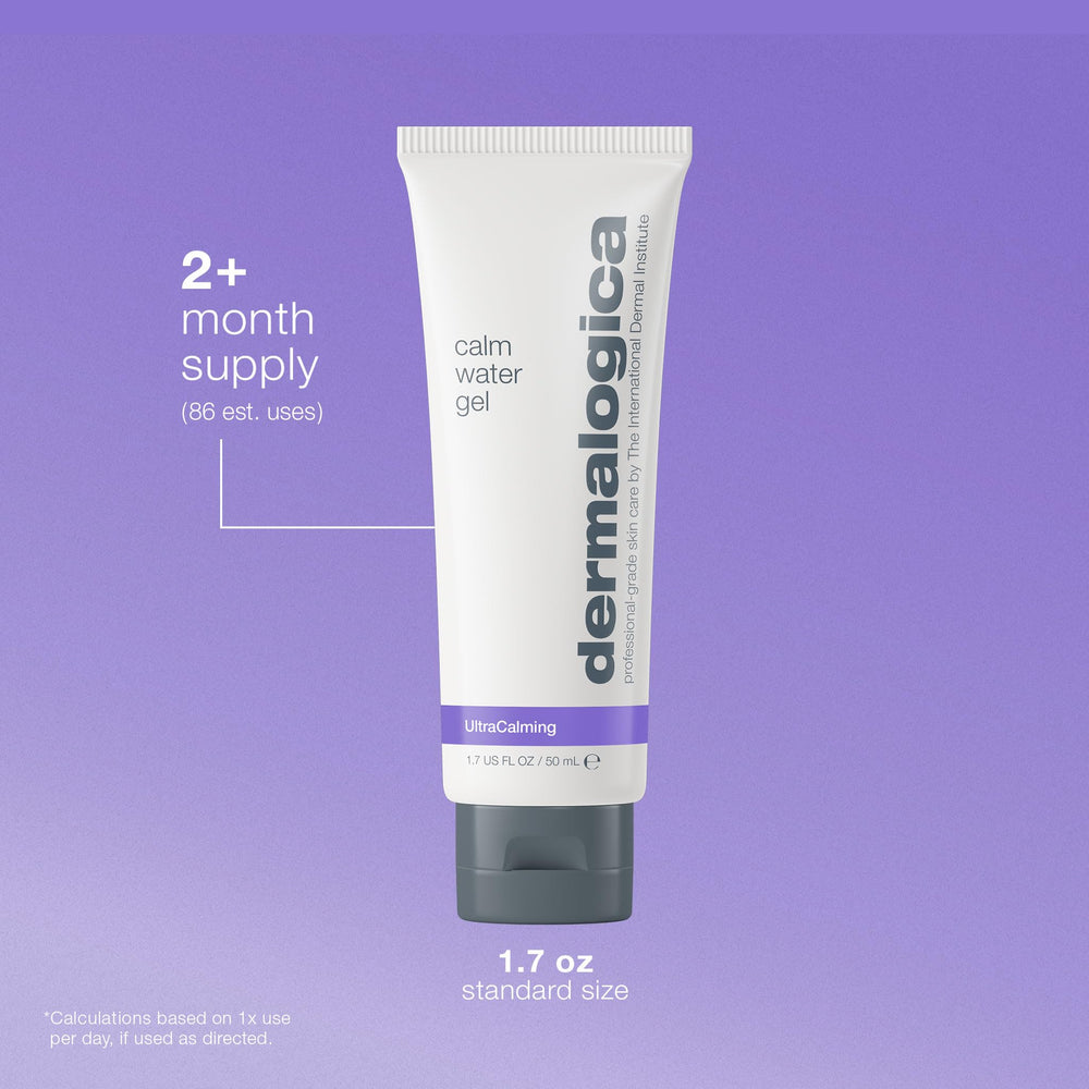 Dermalogica Calm Water Gel lavender essential oil highlight for calming routine.