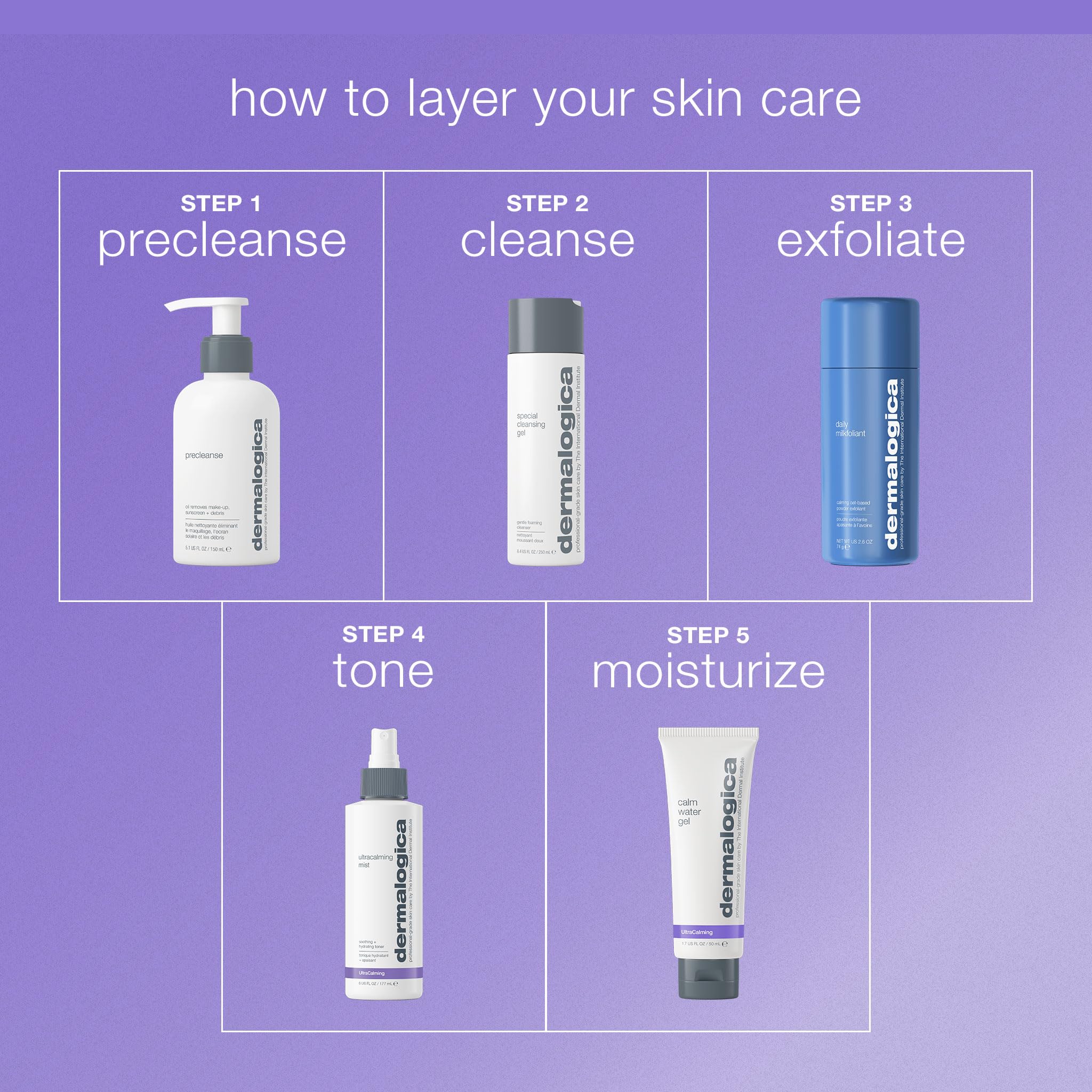 Dermalogica Calm Water Gel used in morning routine under light skincare steps.