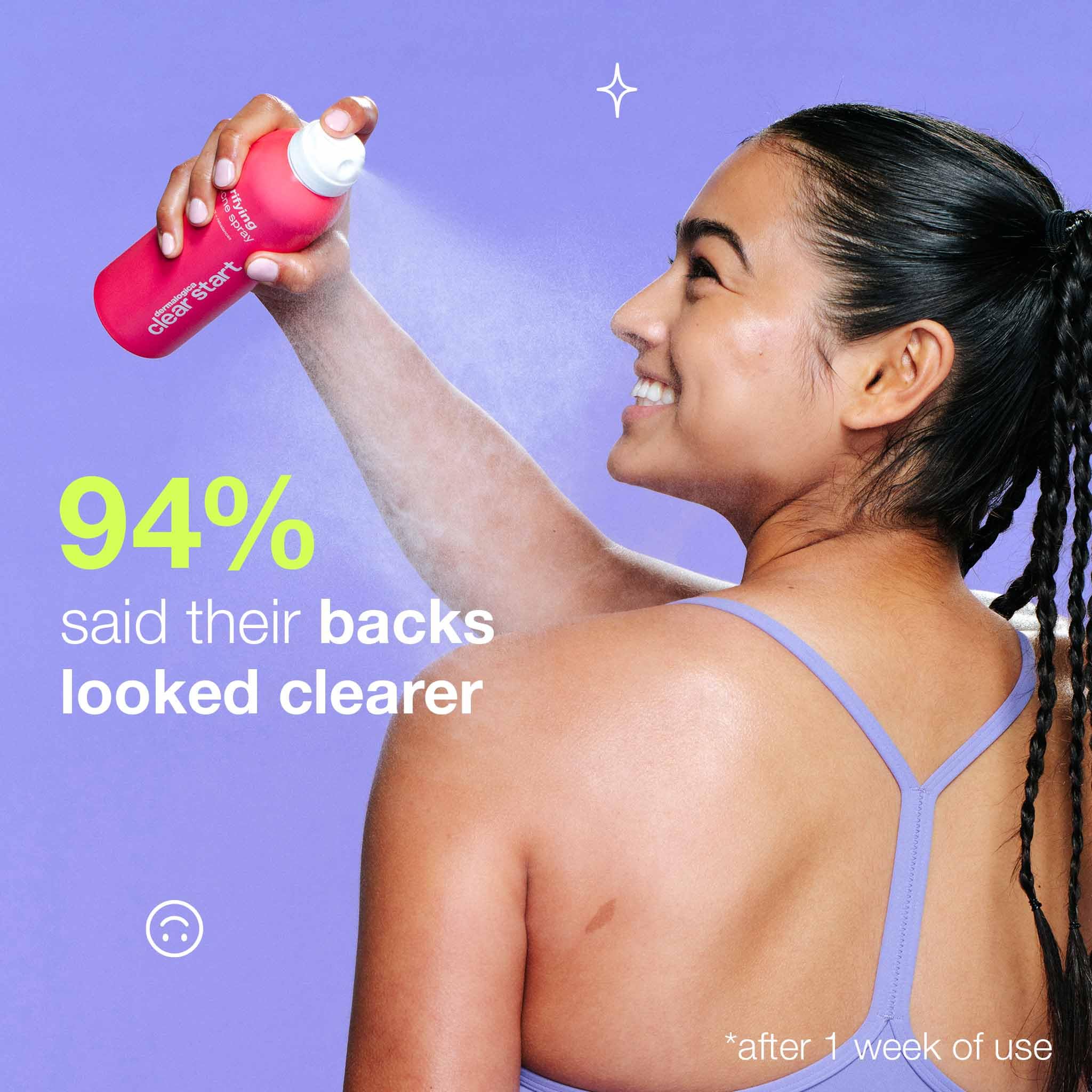 Dermalogica Clear Start back area blemishes focus suggests targeted treatment for body breakouts.