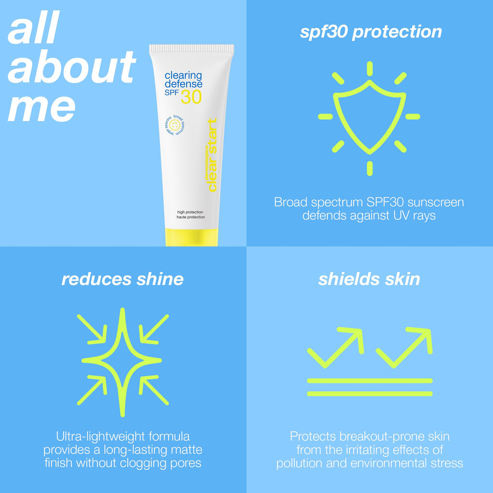 Dermalogica Clear Start sunscreen being applied on face demonstrates daily dosage and reapplication awareness.