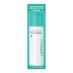 Dermalogica Clear Start fizz mask activation close-up highlights fizzing action during cleansing ritual.