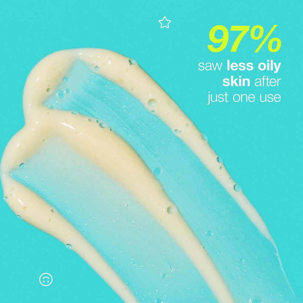 Dermalogica Clear Start fizz mask rinse-off action shown after cleansing.