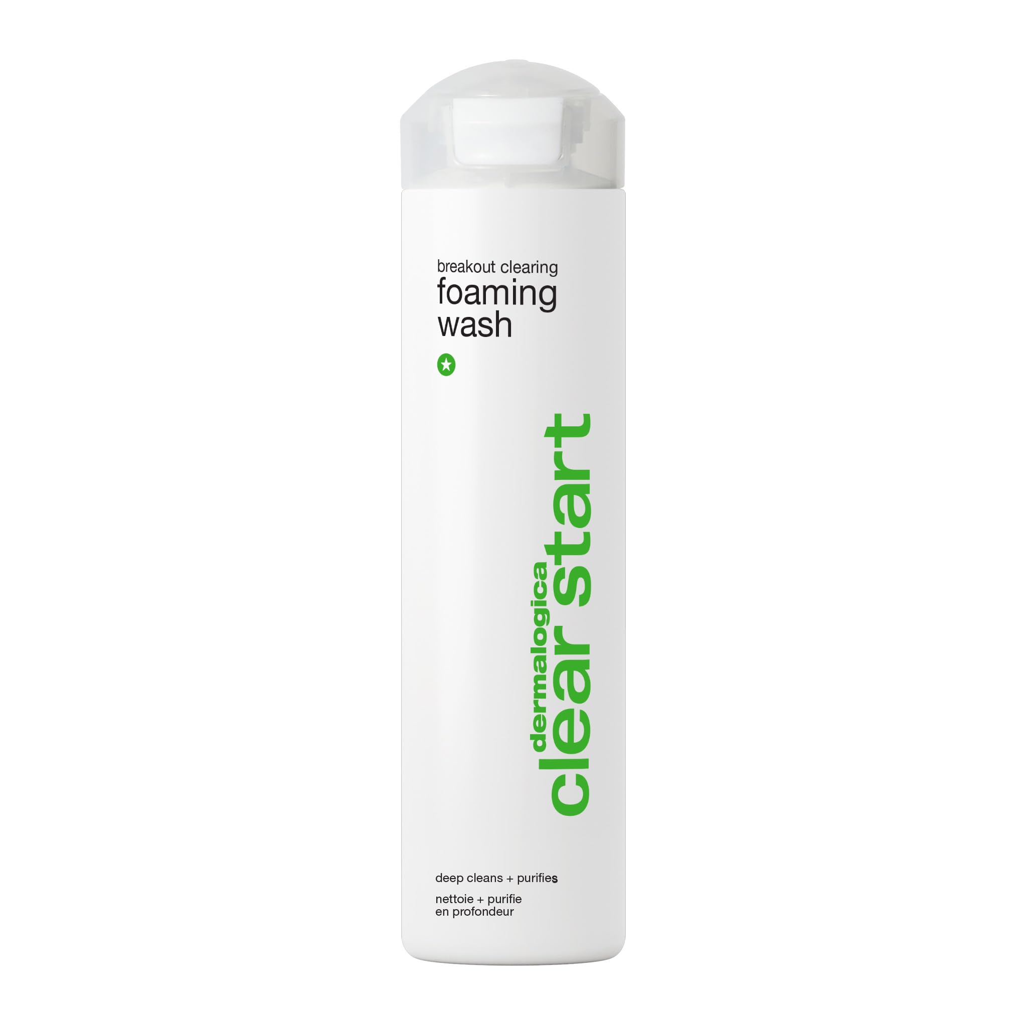 Dermalogica Clear Start Foaming Wash bottle on shelf for deep cleanse and oil control