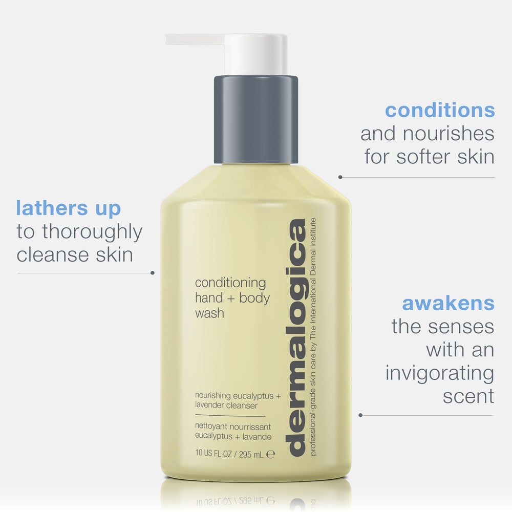 Dermalogica Conditioning Hand and Body Wash lather demonstrates rich cleansing and skin nourishment.