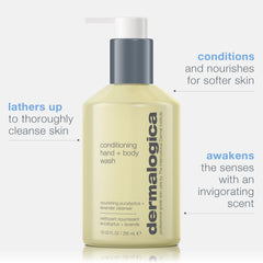 Dermalogica Conditioning Hand and Body Wash lather demonstrates rich cleansing and skin nourishment.