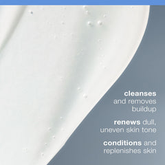 Dermalogica Daily Glycolic Cleanser pump bottle on sink for daily buildup removal.