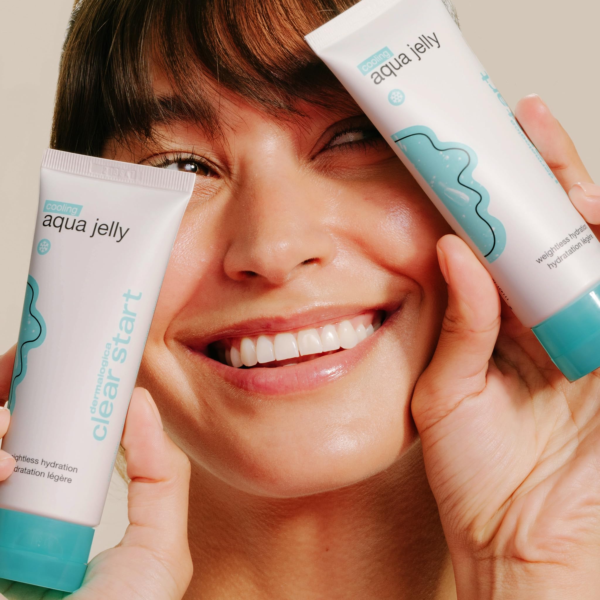 Dermalogica Dewy glow vs shine graphic communicates balanced radiance.