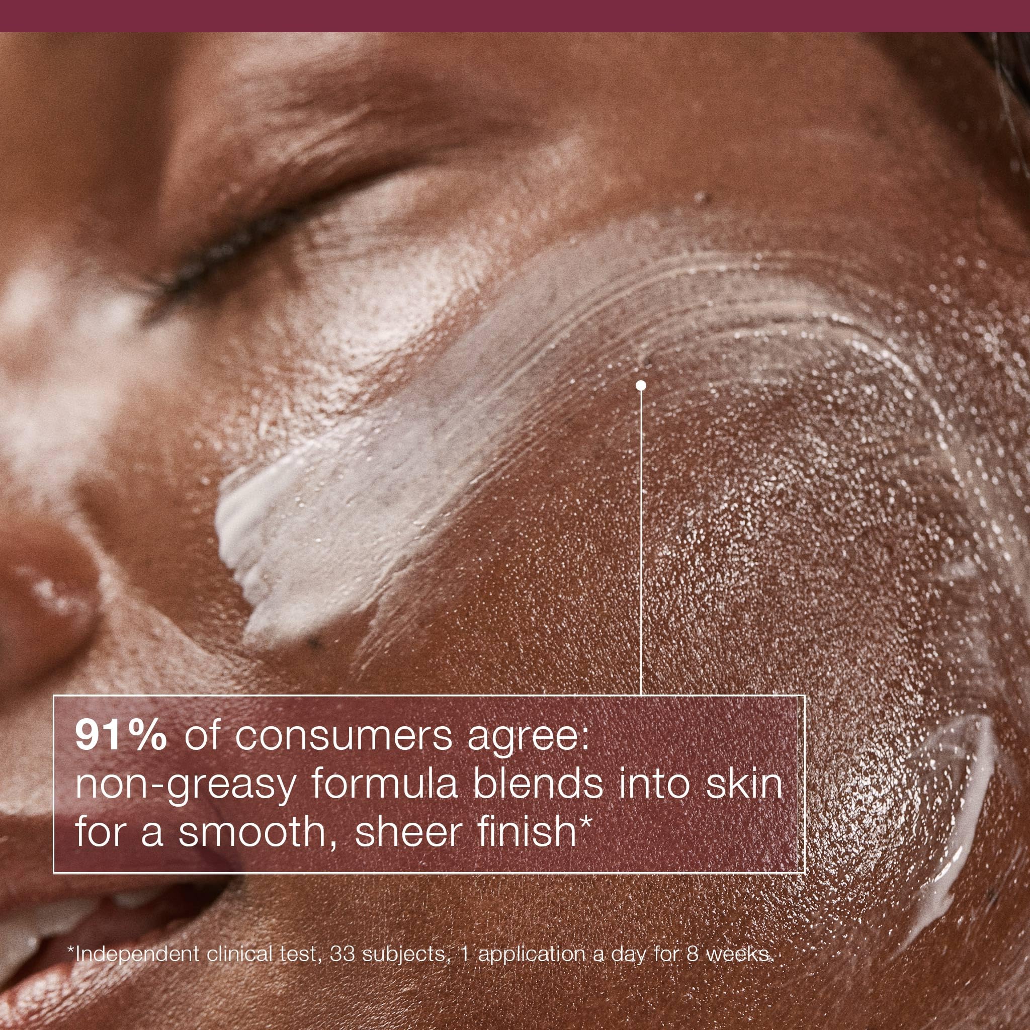 Dermalogica Dynamic Skin Recovery SPF50 cream-on-skin swatch indicating hydrating, non-greasy finish