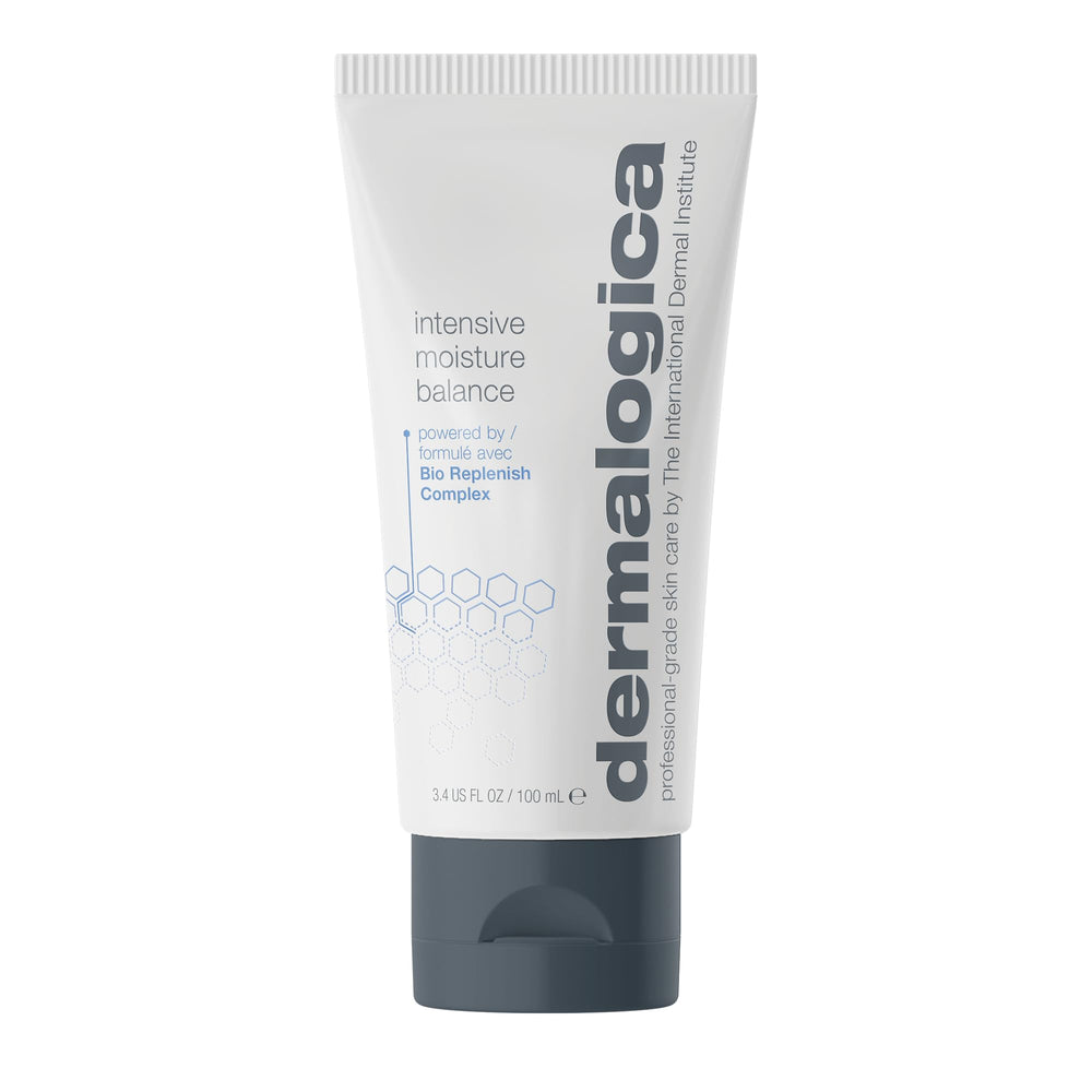 Dermalogica Intensive Moisture Balance jar closeup shows rich cream for dry skin hydration