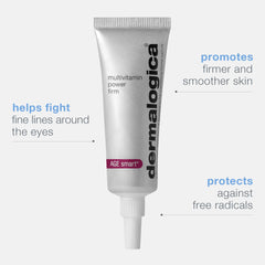 Dermalogica Multivitamin Power Firm Eye Cream application around the eye area for smoothing fine lines.