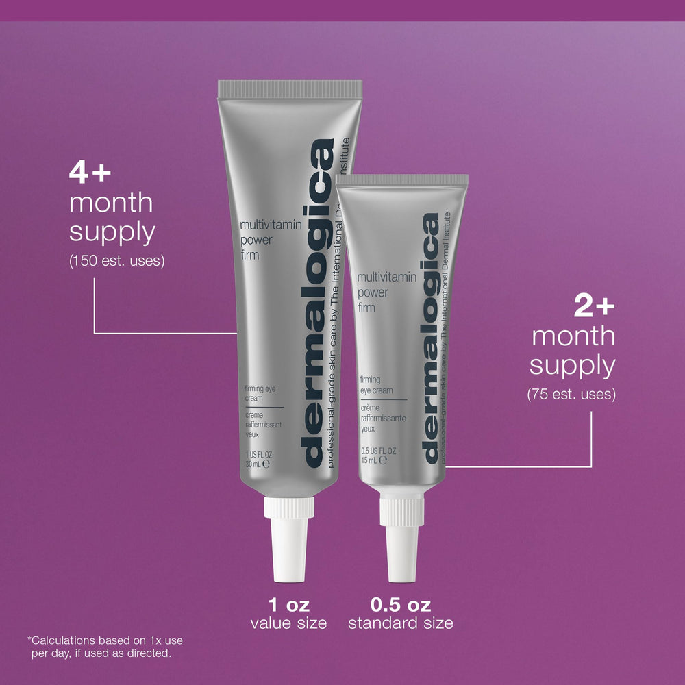 Dermalogica Multivitamin Power Firm Eye Cream close-up with ingredients.