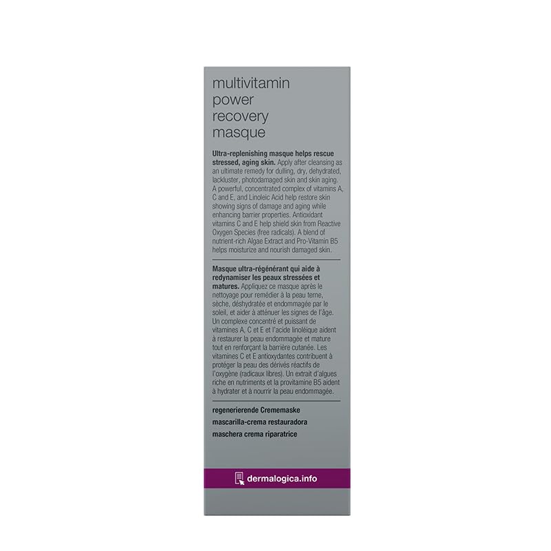 Dermalogica Multivitamin Power Recovery Mask ingredients algae extract reveal hydrating botanicals