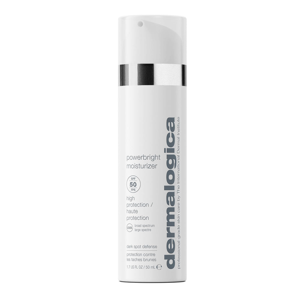 Dermalogica PowerBright Moisturizer SPF50 bottle-pump for easy daily sun protection.