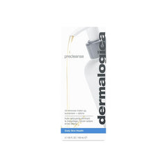 Dermalogica PreCleanse emulsion milky texture demonstrates oil-to-water cleansing and pore preparation.