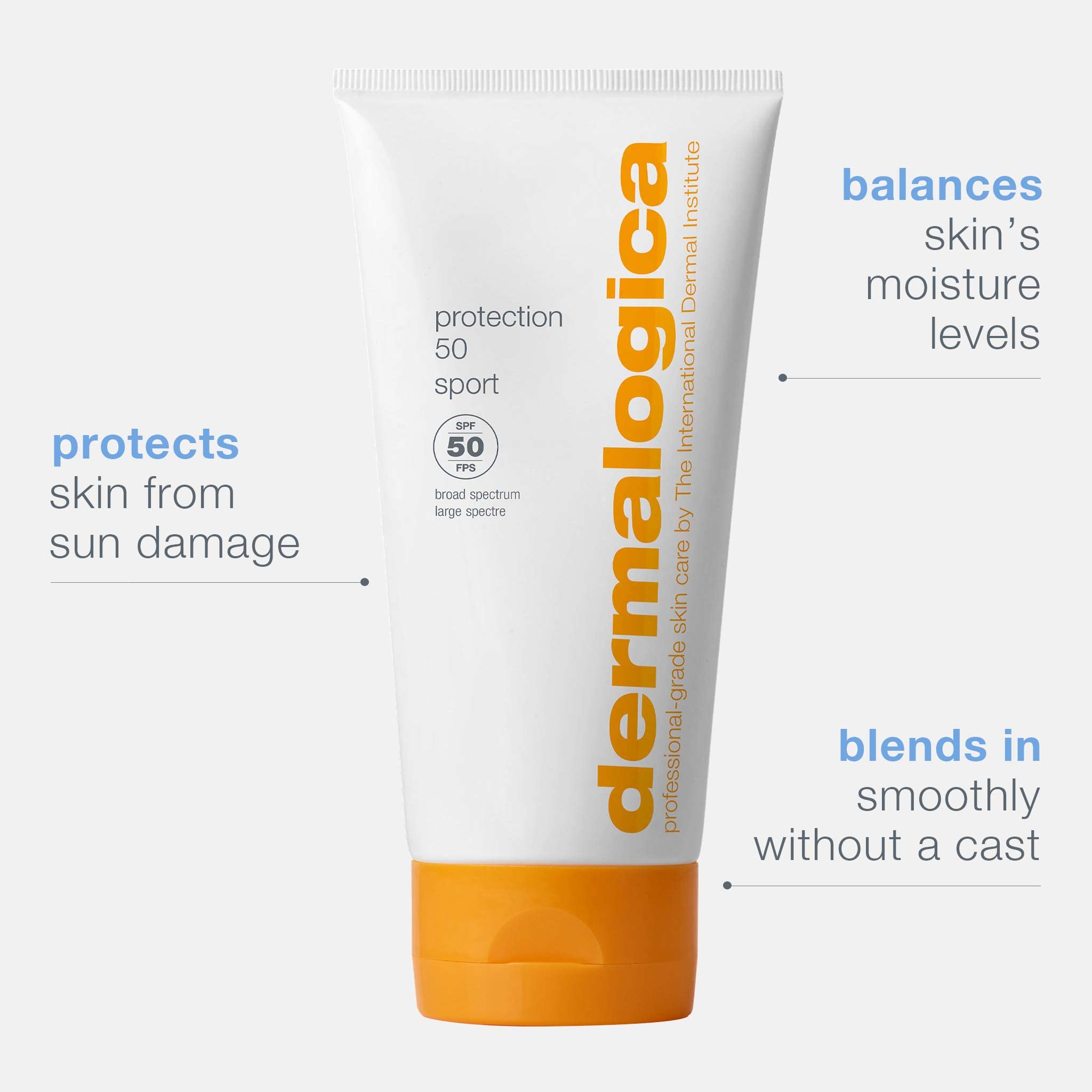 Dermalogica Protection 50 Sport SPF50 body-application demonstrates versatile use on arms and legs.