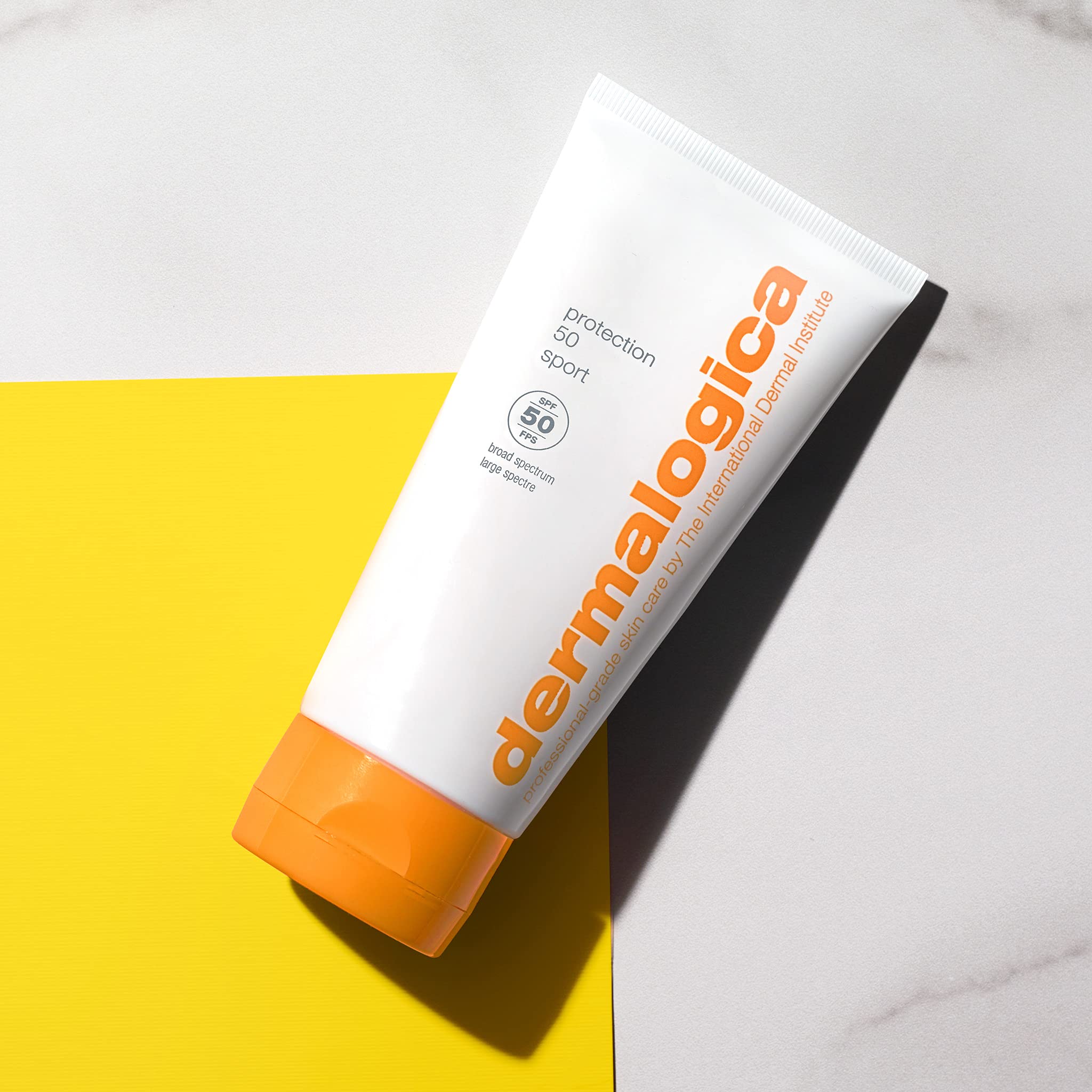 Dermalogica Protection 50 Sport SPF50 water-resistance scene emphasizes 80-minute durability.