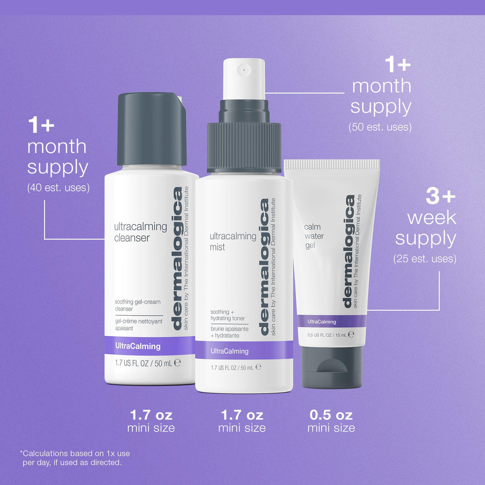 Dermalogica Sensitive Skin Rescue Kit closeup of chamomile and cucumber ingredients soothing skin