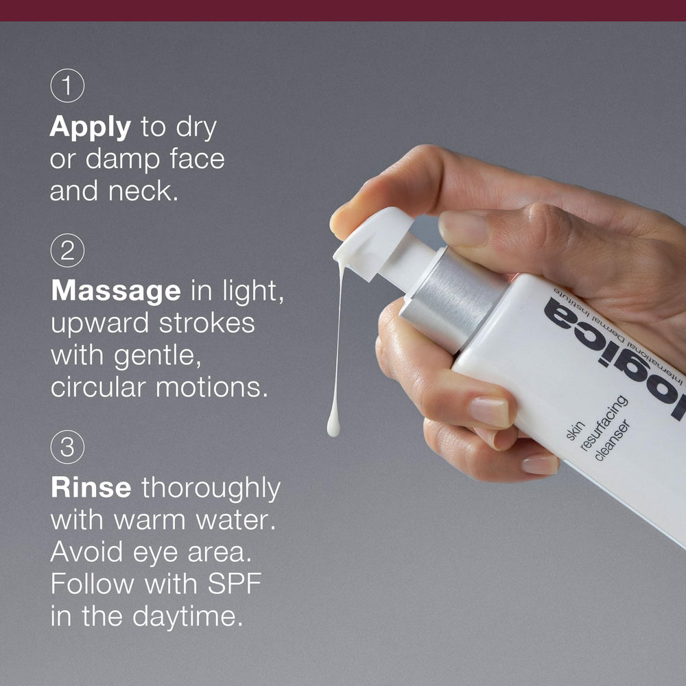 Dermalogica Skin Resurfacing Cleanser face application illustrates starting the two-in-one routine.