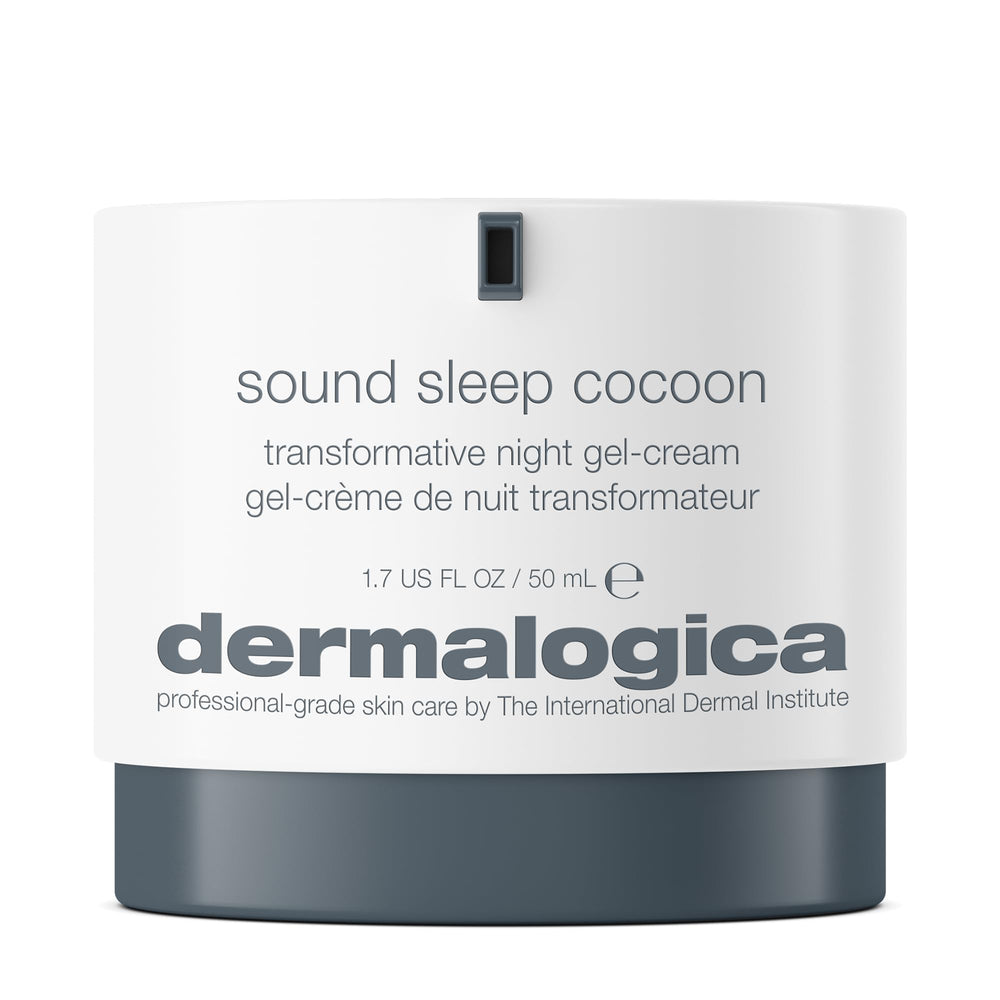 Dermalogica Sound Sleep Cocoon night cream tube showing silky texture for overnight hydration.