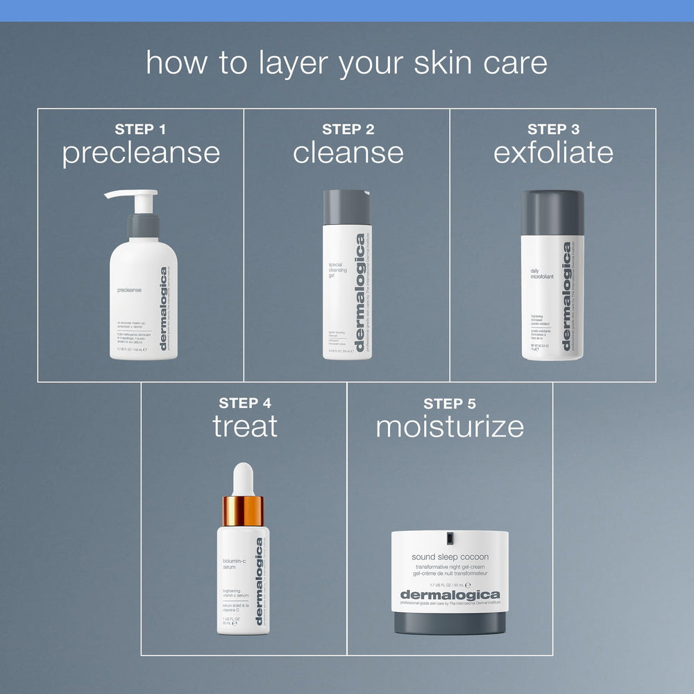Dermalogica Sound Sleep Cocoon skin silhouette in low light hints at hydrating overnight benefits.