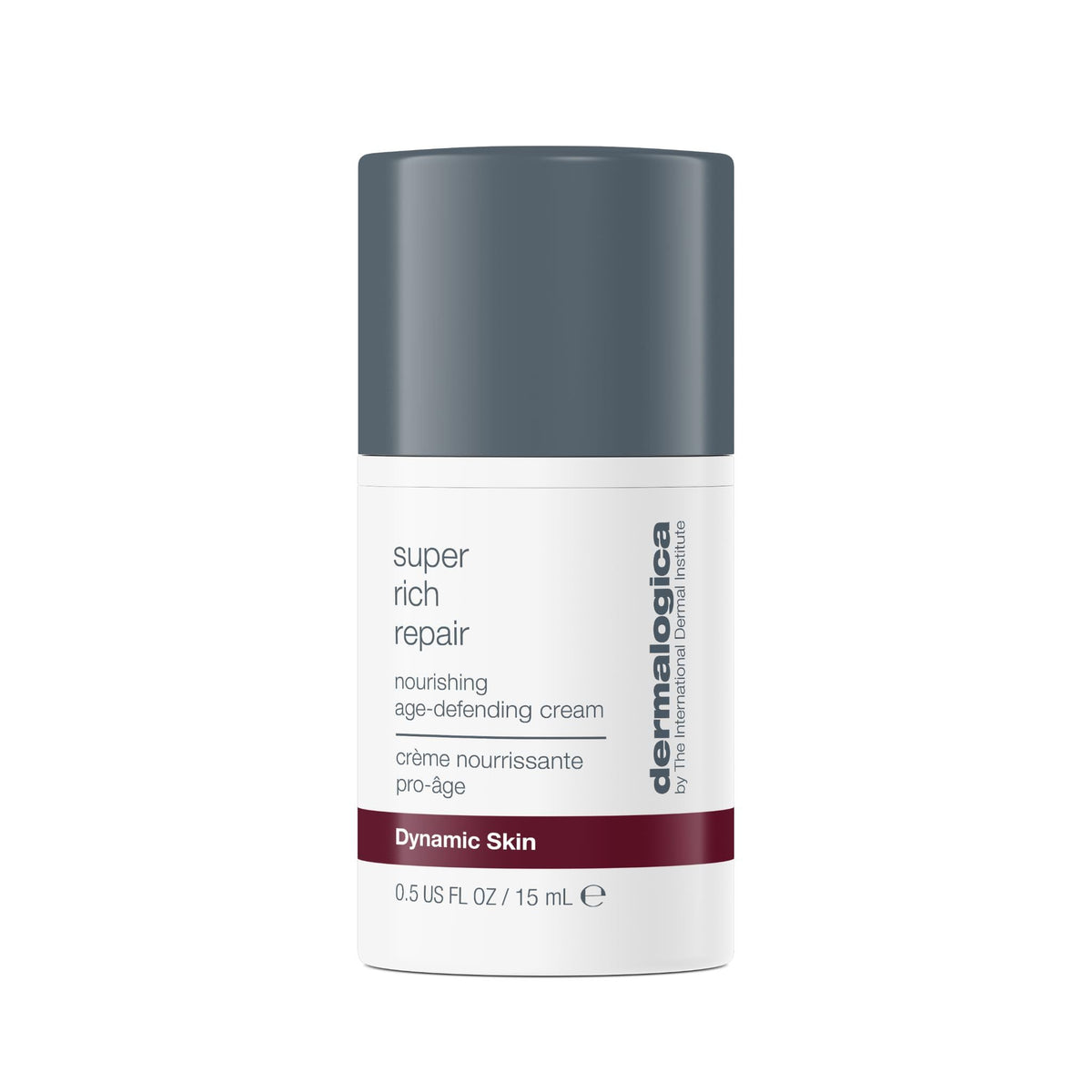 Dermalogica Super Rich Repair bottle showing deep hydration and barrier protection for dry skin.
