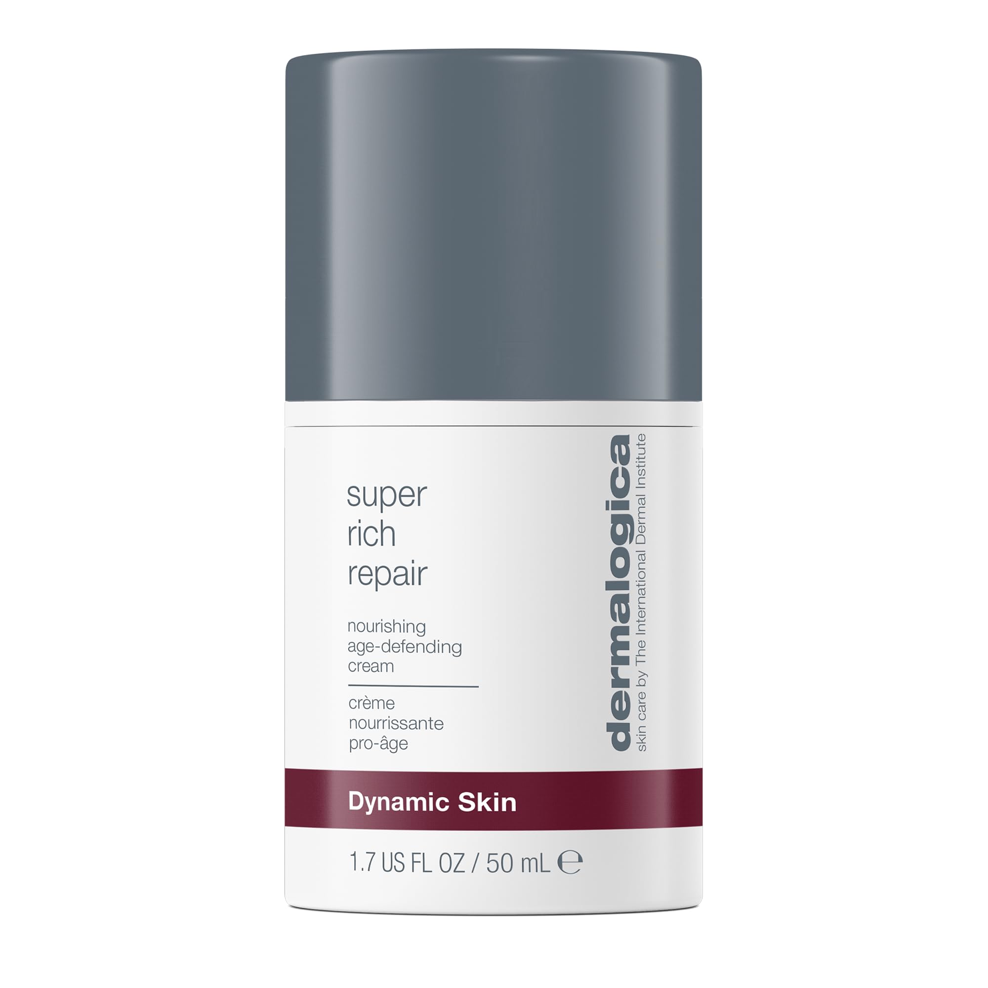 Dermalogica Super Rich Repair jar close-up showing rich moisturizer for dry skin relief.