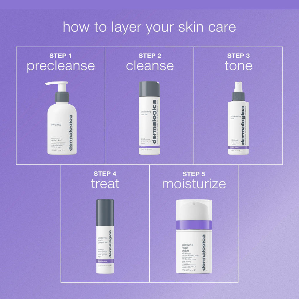 Creamy texture swatch of Dermalogica Ultracalming Serum Concentrate for easy face application.
