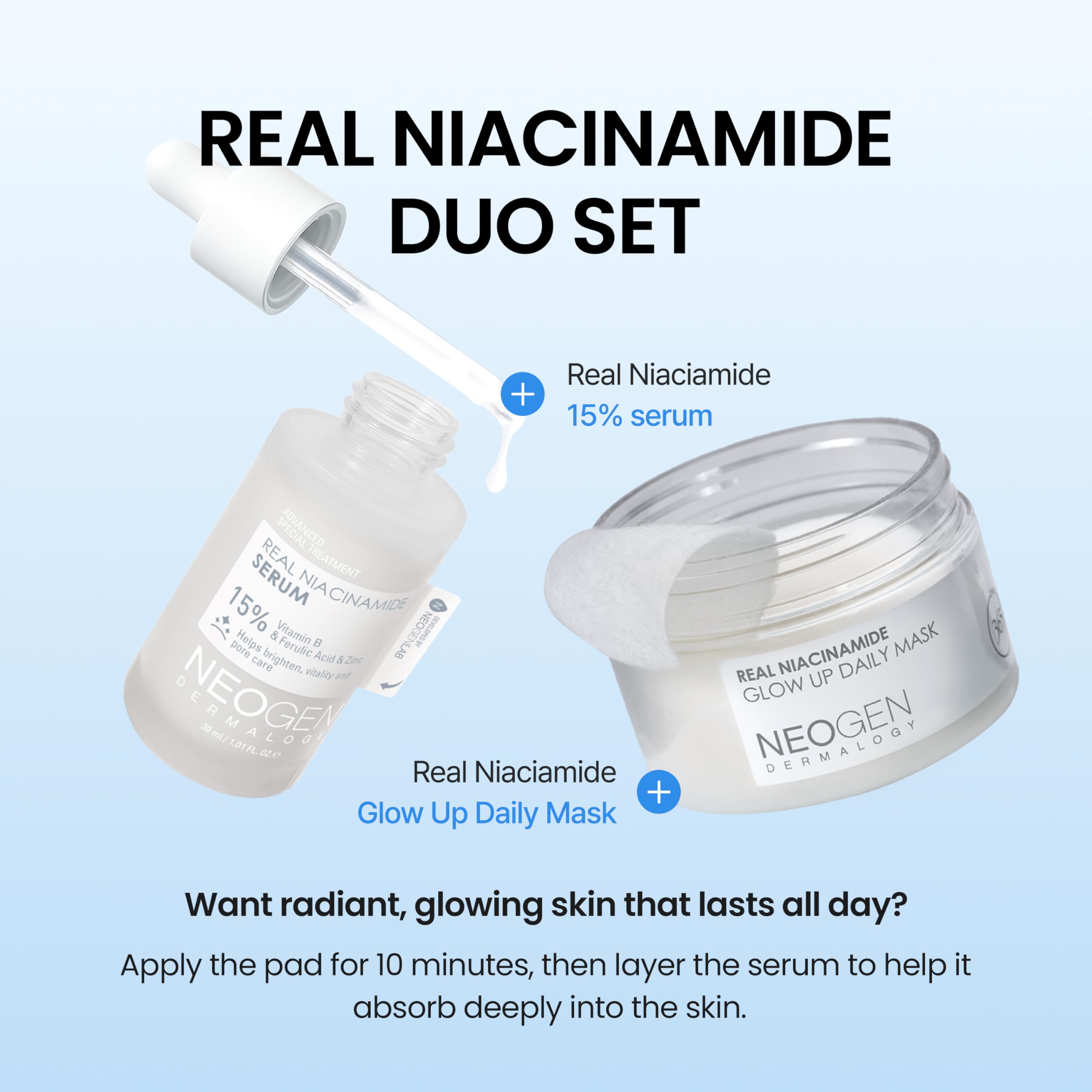 DERMALOGY Niacinamide serum swatch on forearm demonstrates hydration and even texture
