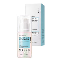 DERMALOGY Real Ferment Micro Serum bottle shows hydration boost from rice ferment and HA.