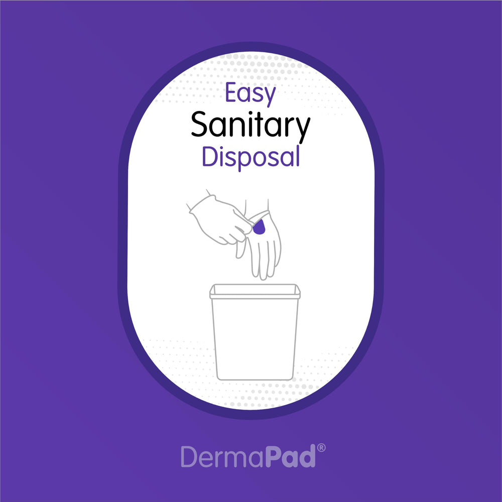Dermapad enables sanitary disposal by encapsulating pad and debris after use.