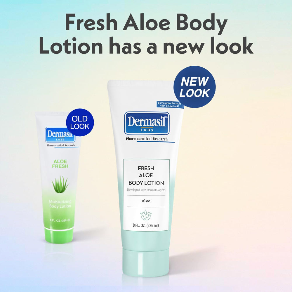 Dermasil Fresh Aloe bottle label emphasizes paraben-free and dye-free formula.