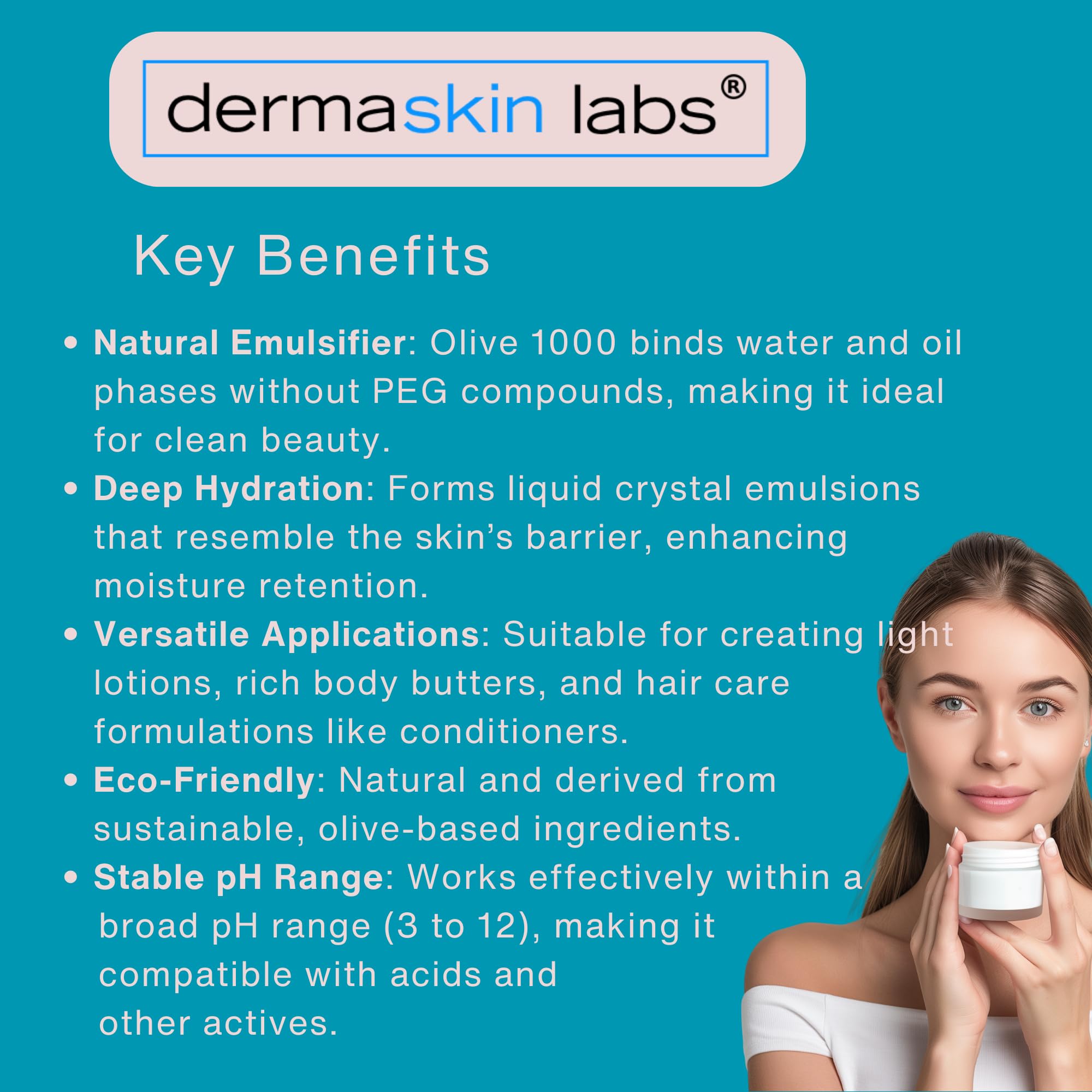 Dermaskin Labs Olive 1000 emulsifier silky texture swatch in hand