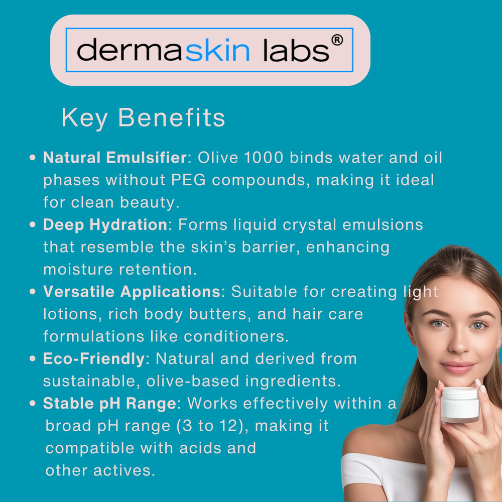 Dermaskin Labs Olive 1000 emulsifier silky texture swatch in hand