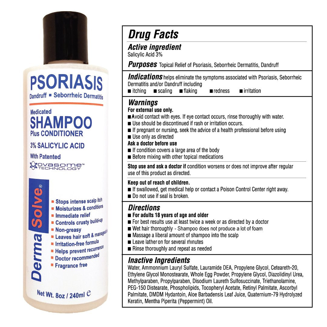 Dermasolve fragrance-free formula demonstrates gentle care for sensitive scalps.
