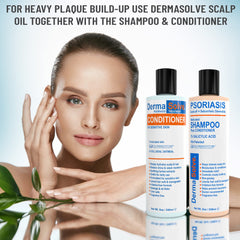 Dermasolve ingredients label highlights vitamins and minerals for a nourished scalp.
