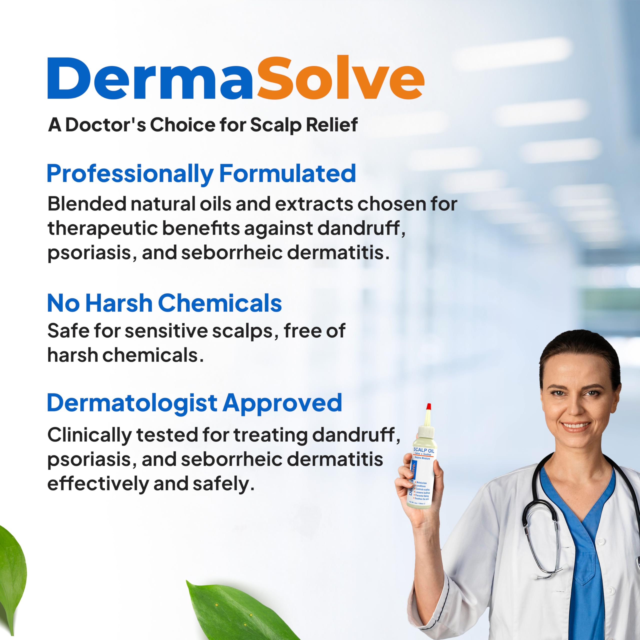 Dermasolve scalp massage scene illustrating easy daily care.
