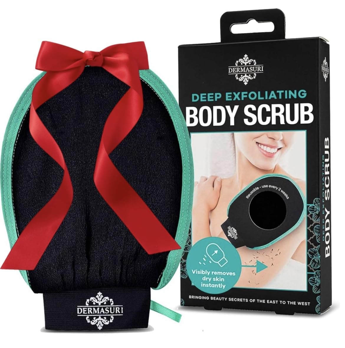 Dermasuri easy-clean shower glove storage for quick-dry use