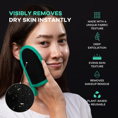 Dermasuri face mitt close-up texture for removing dead skin cells and smoothing skin.