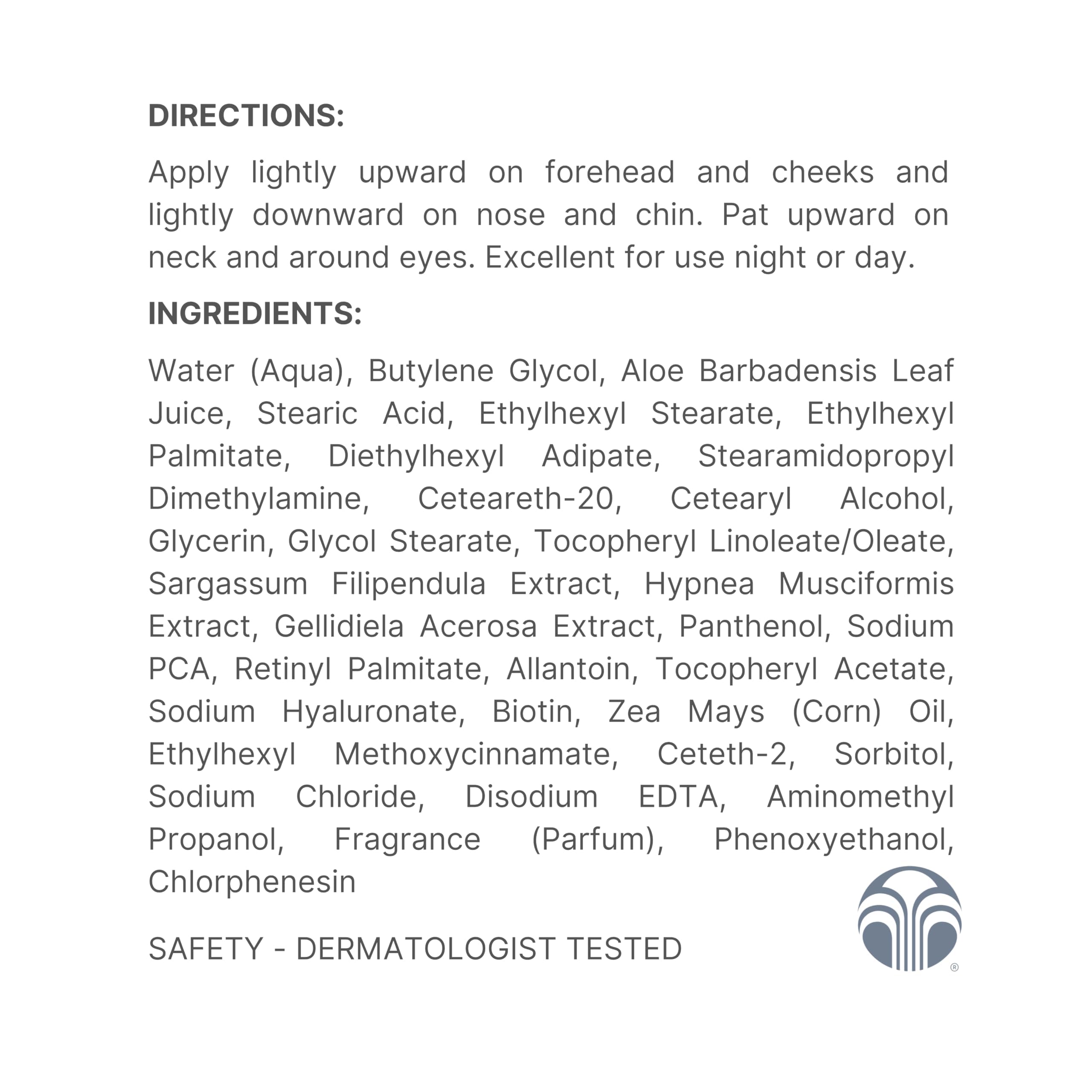 Nu Skin dermatologist-tested label closeup emphasizes safety and efficacy.