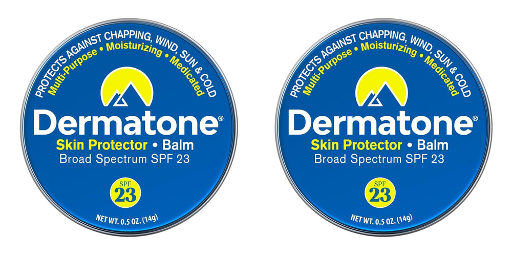 Dermatone Skin Protector Balm classic tin close-up showing lip and face protection