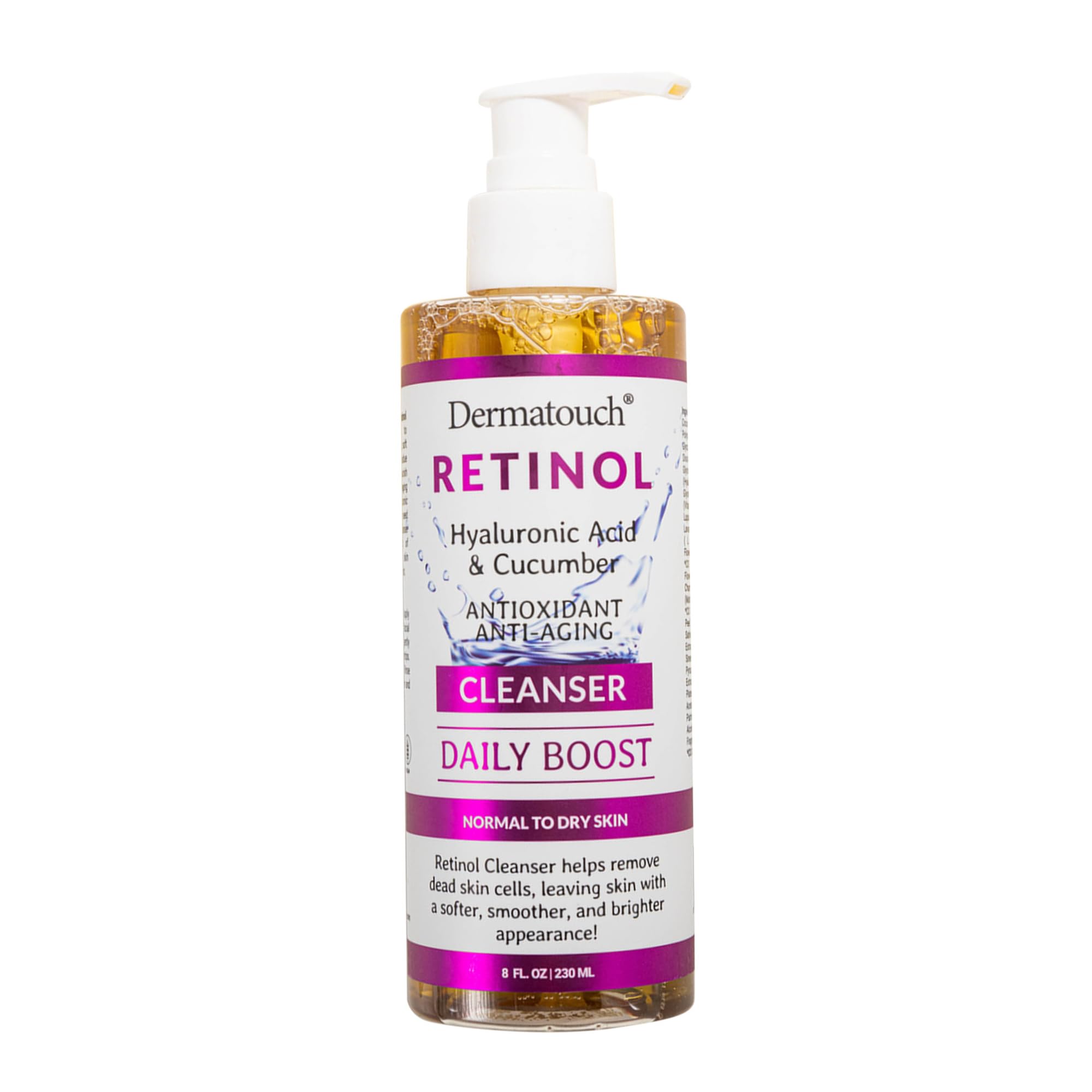 DERMATOUCH Retinol Face Cleanser bottle shown for daily hydrating cleanse.