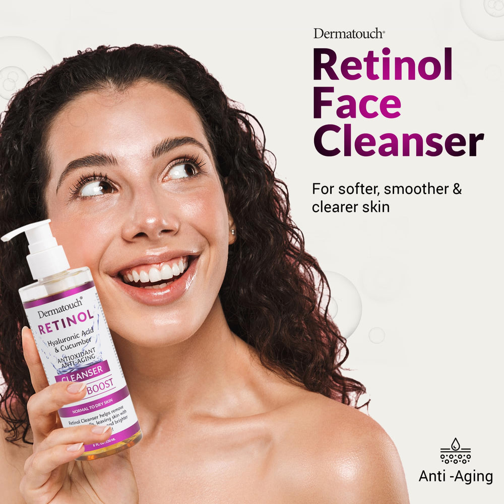 DERMATOUCH Retinol cleanser lather demonstrates light, effective cleansing.