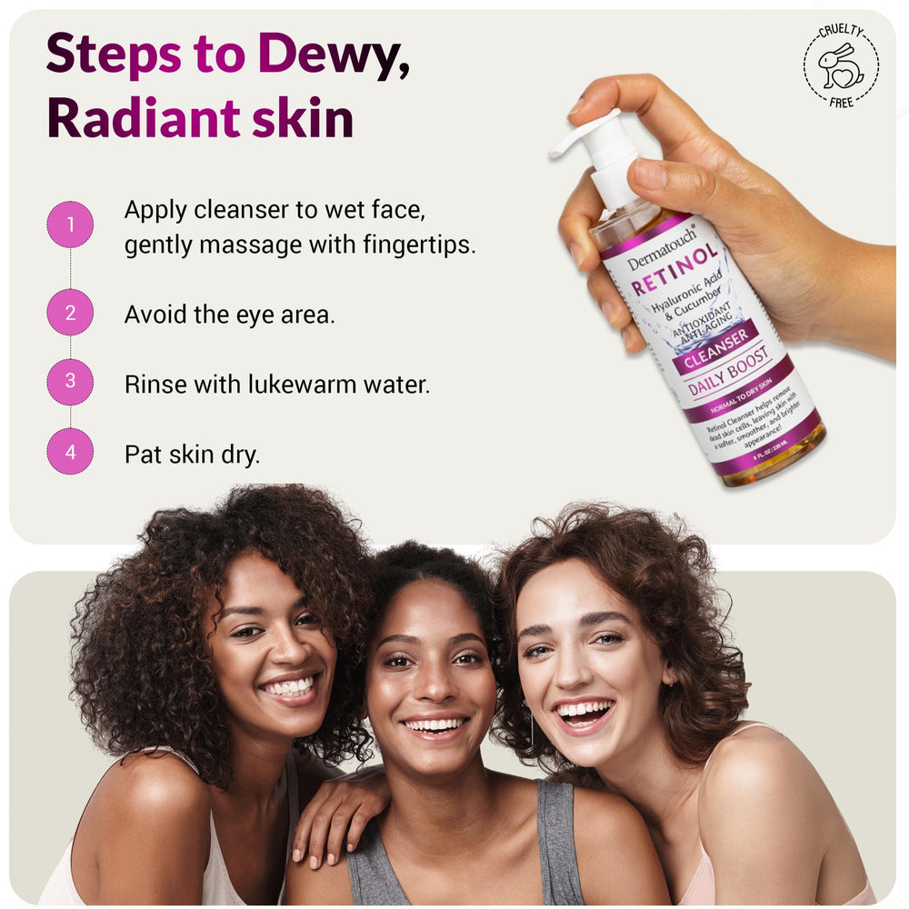 DERMATOUCH cleanser texture close-up conveys a light, cooling feel during use.