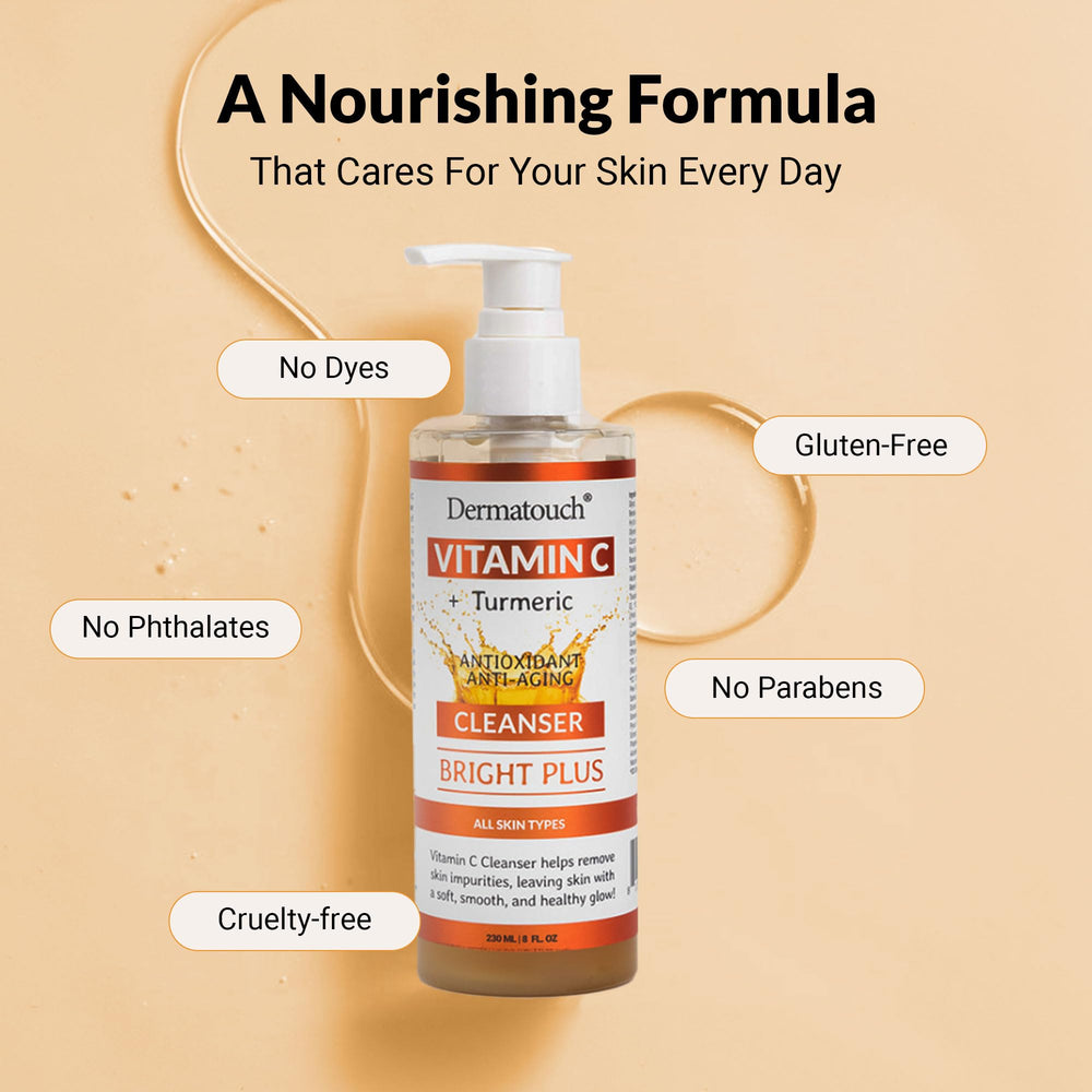 DERMATOUCH cleanser application shows massaging on skin for refreshing cleanse.