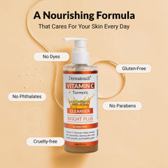DERMATOUCH cleanser application shows massaging on skin for refreshing cleanse.